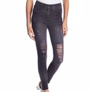 Good American Jeans Good American Good Waist Distressed Faded Black Skinny Jeans